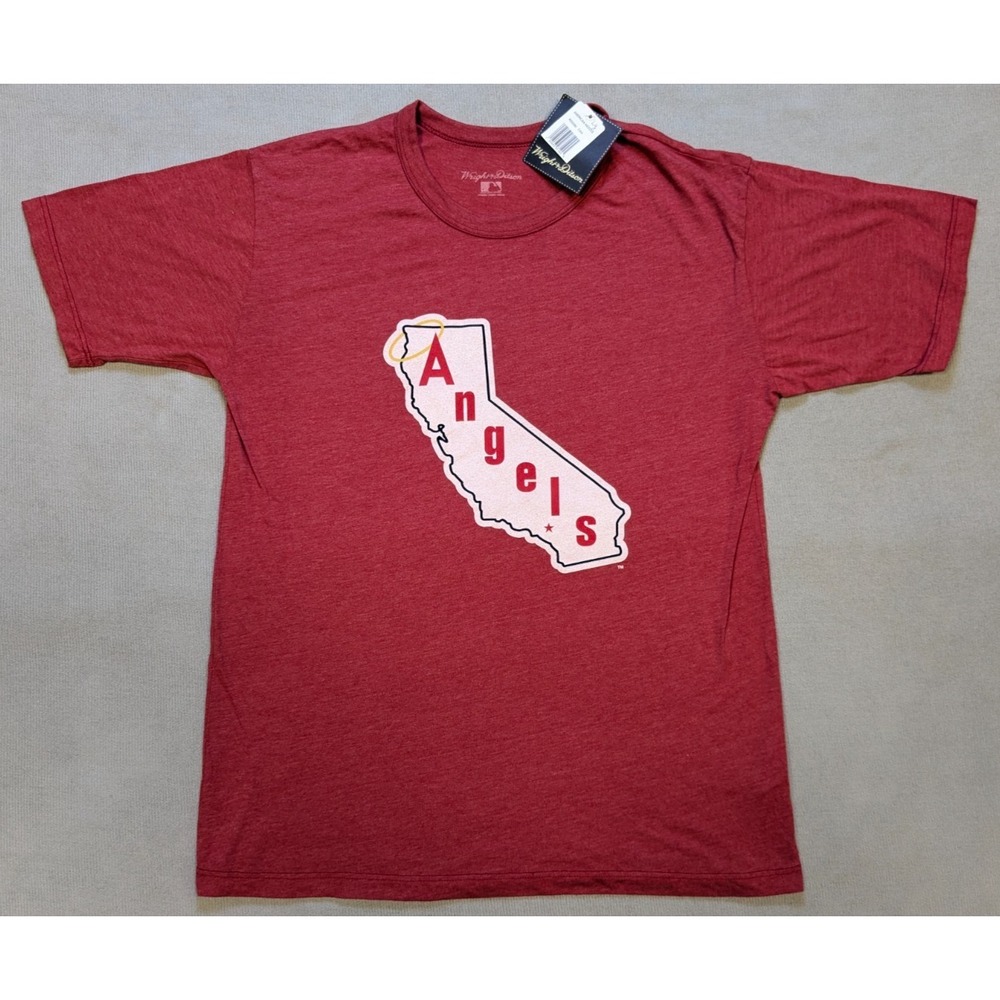 Los Angeles Angels Shirt Mens Large Red California Anaheim Retro 80s Logo New